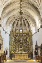 Burgos, Spain, March 13, 2023: Interior of Gothic monastery Cartuja de Miraflores in Burgos,