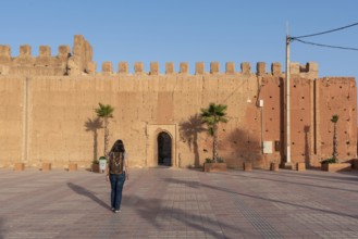 Scenic city wall of ancient Moroccan Taroudannt, North Africa