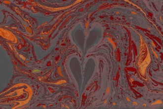 Beautiful abstract art of Ebru marbling painting techniques on water with paints