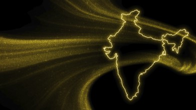 Map of India, Gold glitter map on dark background