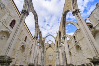 Ruins of Carmo Convent, an archaeological museum in Lisbon, Portugal, Europe