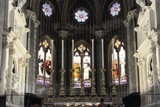 Interior view of the Gothic basilica, construction began at the end of the 13th century, Santa