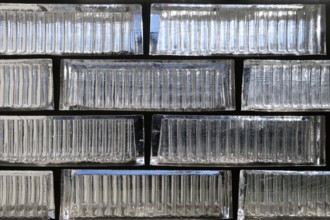 Glass blocks in a house in the Bauhaus Estate Törten, Dessau, Saxony-Anhalt, Germany, Europe
