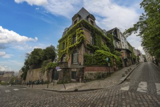 Paris France, city skyline at architecture building on Montmartre street