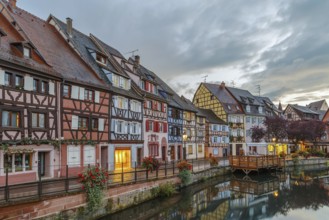 Area little Venice (la Petite Venise) in Colmar, Alsace, France. Evening