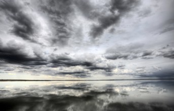 Saskatchewan Lake Reflection Chaplin Canada clouds