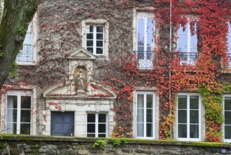Façade of a historic house near the town hall, Nantes, Loire-Atlantique department, Pays de la