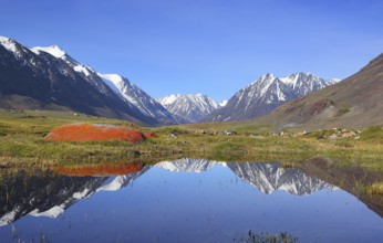 Mountain landscape with lake in Altay, Russia, Europe