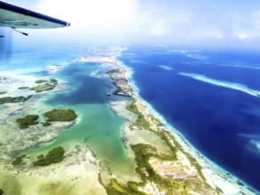 Los Roques, Venezuela. Aerial of island and beach