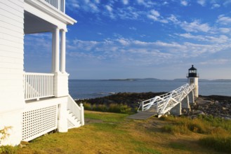 Marshall Point Light as seen from the rocky coast of Port Clyde, Maine