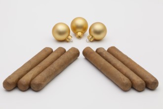 Luxury Cuban tobacco a Christmas decoration on the white background