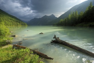 Beautiful mountain landscape near the lake. Mountain Lake. Kind of mountainous terrain and the