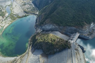 Aerial view Machacura Dam in Region Maule, Chile, South America