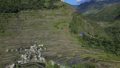 Aerial view of picturesque Batad Rice Terraces in Ifugao Province, Luzon Island, Philippines, Asia