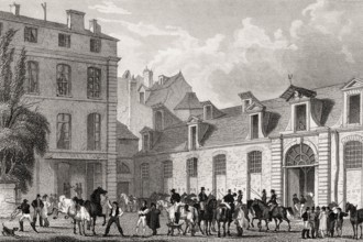 La poste royale française, Paris, antique steel engraved print, 1831