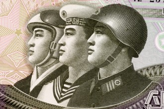 Armed Forces on 10 Won 2002 Banknote from North Korea