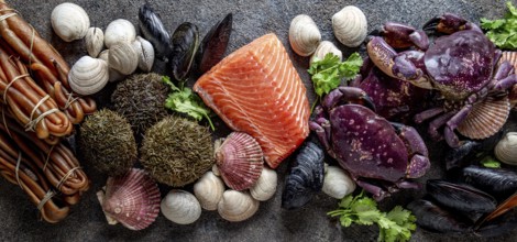 Food, Food, PACIFIC SEAFOOD. Fresh salmon, crabs ostions clams mussels, seaweed cochayuyo, sea