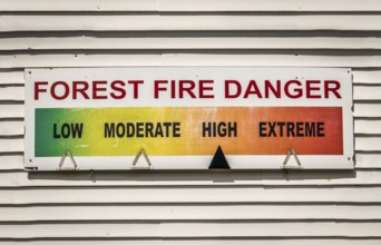 Forest Fire Danger Warning Sign At A Fire Station