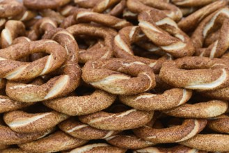 Sesame curls in large quantities with a brown, crispy texture, Istanbul Modern, Istanbul, Turkey,