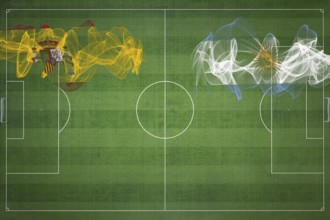 Spain vs Argentina Soccer Match, national colors, national flags, soccer field, football game,