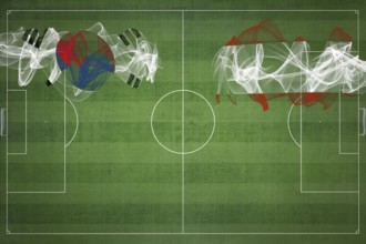 South Korea vs Austria Soccer Match, national colors, national flags, soccer field, football game,