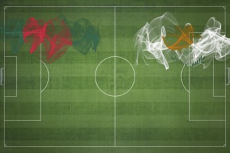 Bangladesh vs Cyprus Soccer Match, national colors, national flags, soccer field, football game,
