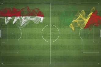 Monaco vs Congo Soccer Match, national colors, national flags, soccer field, football game,