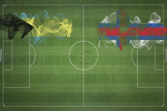 Bahamas vs Faroe Islands Soccer Match, national colors, national flags, soccer field, football