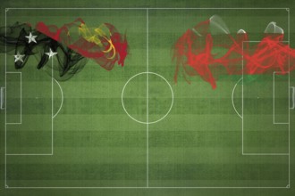 Papua New Guinea vs Oman Soccer Match, national colors, national flags, soccer field, football