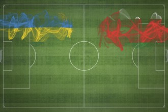 Rwanda vs Oman Soccer Match, national colors, national flags, soccer field, football game,