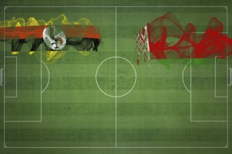 Uganda vs Belarus Soccer Match, national colors, national flags, soccer field, football game,