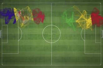 Andorra vs Mali Soccer Match, national colors, national flags, soccer field, football game,