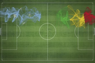 Micronesia vs Mali Soccer Match, national colors, national flags, soccer field, football game,