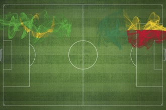 Mauritania vs Benin Soccer Match, national colors, national flags, soccer field, football game,