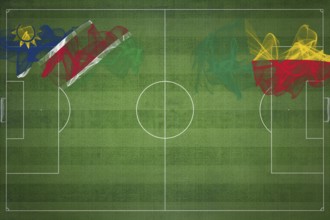 Namibia vs Benin Soccer Match, national colors, national flags, soccer field, football game,