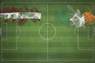 Latvia vs Ireland Soccer Match, national colors, national flags, soccer field, football game,