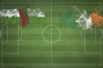 Central African Republic vs Ireland Soccer Match, national colors, national flags, soccer field,