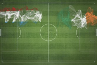 Luxembourg vs Ireland Soccer Match, national colors, national flags, soccer field, football game,