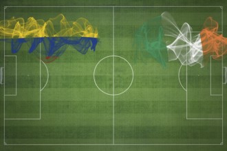 Colombia vs Ireland Soccer Match, national colors, national flags, soccer field, football game,