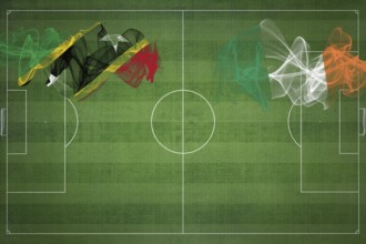 Saint Kitts and Nevis vs Ireland Soccer Match, national colors, national flags, soccer field,