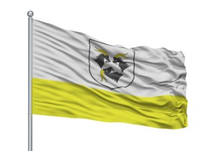 Gorzow Wielkopolski City Flag On Flagpole, Country Poland, Isolated On White Background