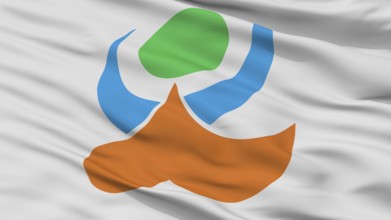 Kami City Flag, Country Japan, Kumamoto Prefecture, Closeup View, 3D Rendering