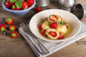 Dumplings with strawberries