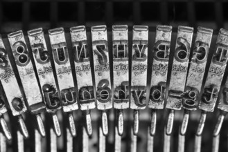 Close up of the letters on an old typewriter
