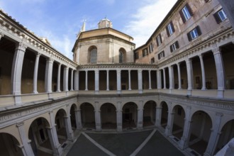 Bramante's cloister, wide-angle version, Rome, Italy, Europe