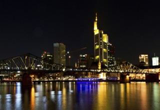 Skyline of Frankfurt at night, Hesse, Germany Frankfurt, Germany, Europe