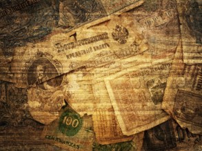 Background In Beuge With Retro Money Of Different Countries