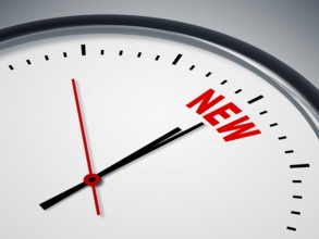 An image of a nice clock with the word NEW