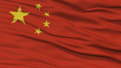 Closeup China Flag, Waving in the Wind, High Resolution