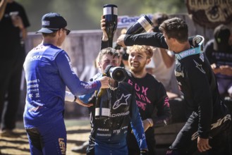 MAYDENA, AUSTRALIA, FEBRUARY 24: Ronan Dunne of Ireland celebrates his win at Red Bull Hardline
